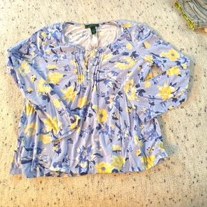 Ralph Lauren floral cotton baby doll shirt size Small